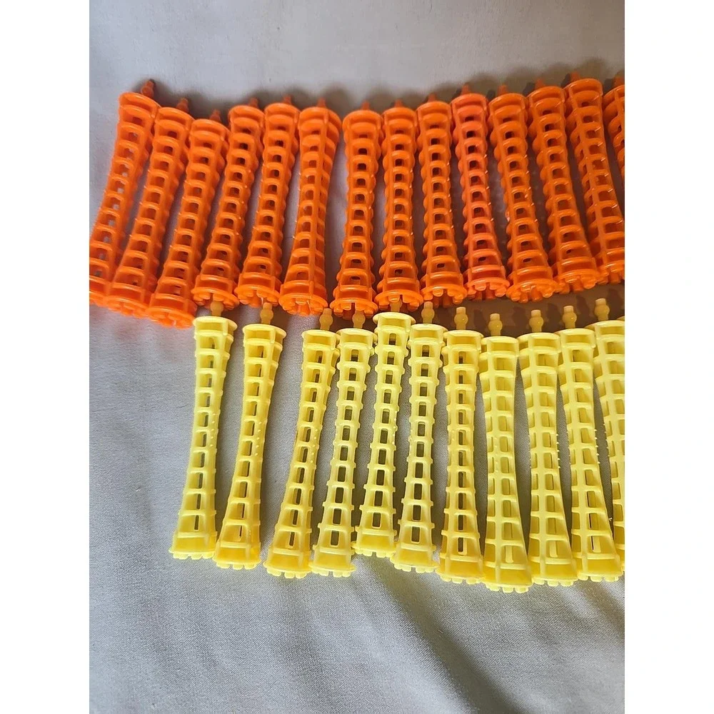 Vintage Perm Rods Hair Curlers Lot of 47 Orange Yellow Green Vented Salon